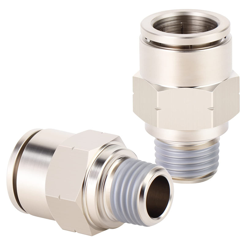 [Australia - AusPower] - TAILONZ PNEUMATIC Male Straight 1/4 Inch Tube OD x 1/8 Inch NPT Thread Push to Connect Fittings Copper Nickel Plating TPC-1/4-N1 (Pack of 10) 1/4"OD-1/8"NPT 