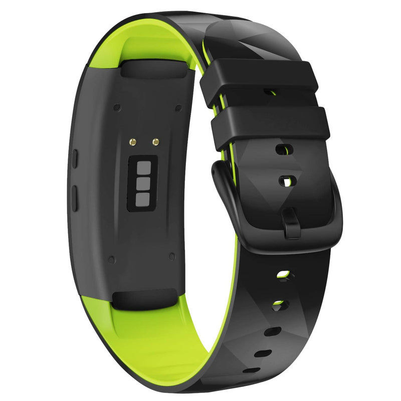[Australia - AusPower] - NotoCity Compatible with Samsung Gear Fit2 Pro Bands Replacement Silicone Band for Samsung Gear Fit2 / Gear Fit 2 Pro Smartwatch(Black-Green, Small) Black-Green 