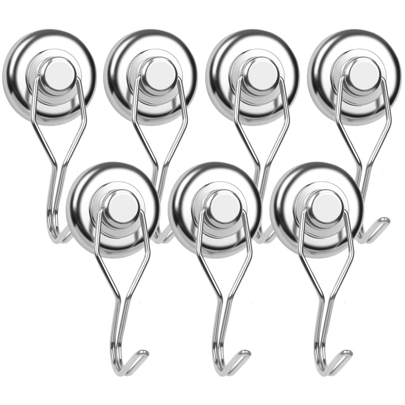 [Australia - AusPower] - DIYMAG Swivel Swing Powerful Magnetic Hooks, 100LB (7 Pack) Strong Heavy Duty Neodymium Magnet Hooks Great for Grill, Refrigerator, Kitchen, Office-Length 68mm(2.67in), Diameter 32mm(1.26in) 100lbs 7P 