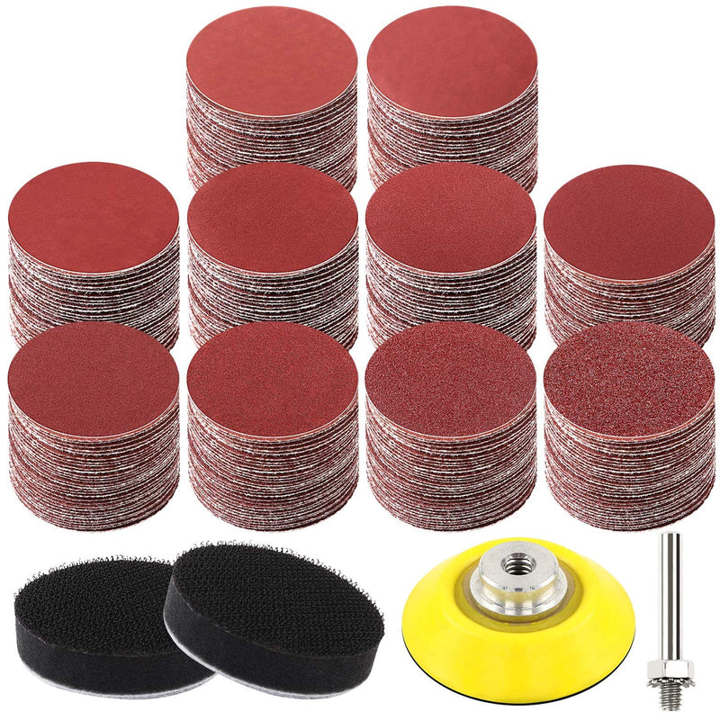 [Australia - AusPower] - HongWay 300pcs 2 Inches Sanding Discs Pad Kit for Drill Grinder Rotary Tools with Backer Plate Shank and Soft Foam Buffering Pad, Sandpapers Includes 60-3000 Grit 