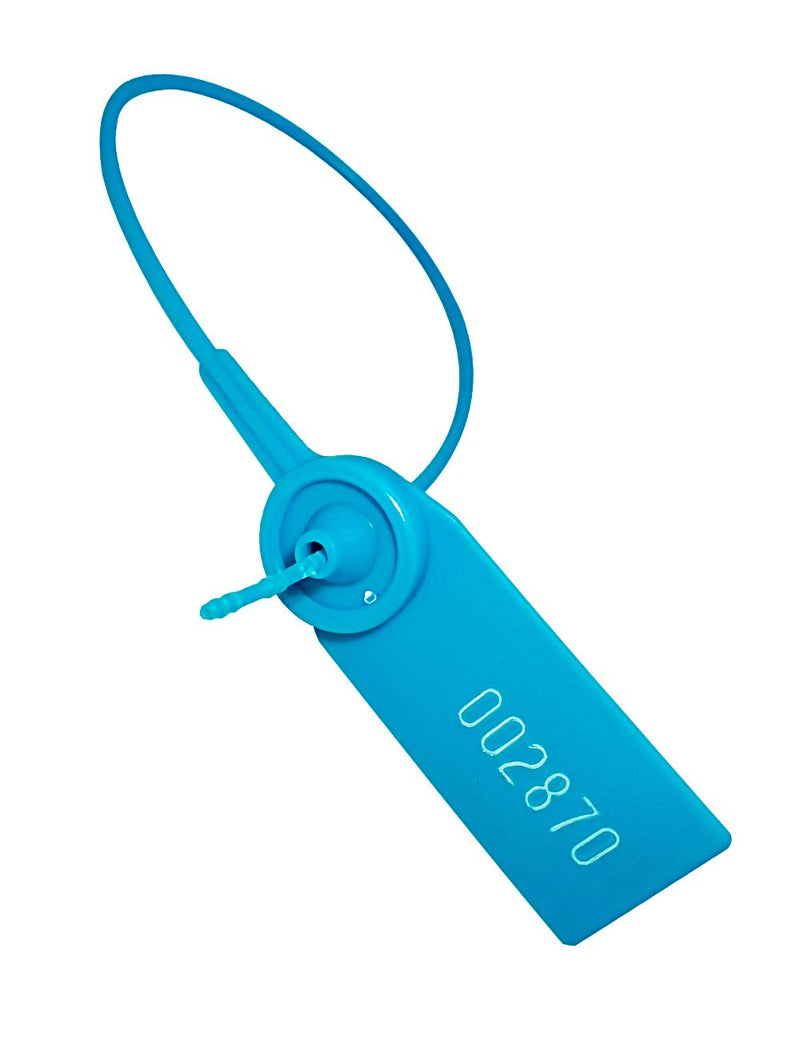 [Australia - AusPower] - Plastic Numbered Security Seal Pull Tight Padlock Safety Tag Tamper Proof Tie Disposable Self-Locking Seals 11” Length,100pcs,Blue Blue 