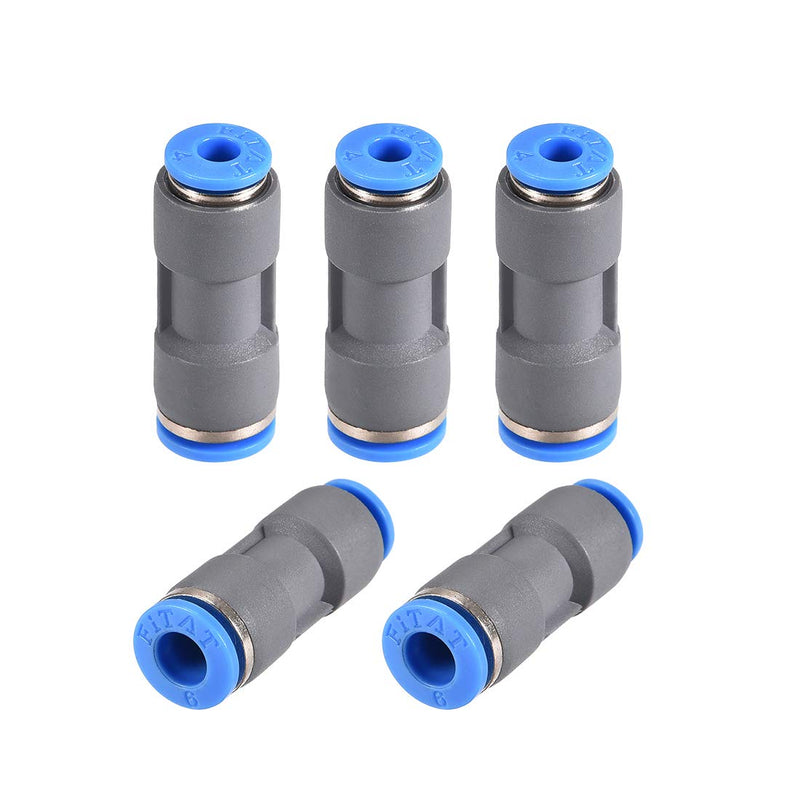 [Australia - AusPower] - uxcell Straight Push to Connector Reducer Fitting 6mm to 4mm Quick Release Pneumatic Connector Plastic Union Pipe Tube Fitting Grey 5Pcs 6-4mm 