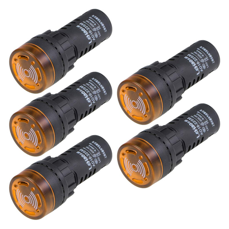[Australia - AusPower] - uxcell 5Pcs Yellow Indicator Light with Buzzer AC/DC 24V, 22mm Panel Mount Flashing Alarm, for Electrical Control Panel, HVAC, DIY Projects 