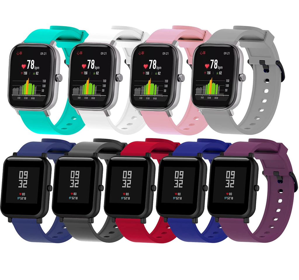 [Australia - AusPower] - BOLESI 9PCS Bands Replacement for Amazfit Bip / GTS / GTS 2 Smartwatch and Sumsung Galaxy Watch Active 2 / Galaxy Watch 3 41mm, 20mm Quick Release Watch Soft Silicone Band 9PACK 