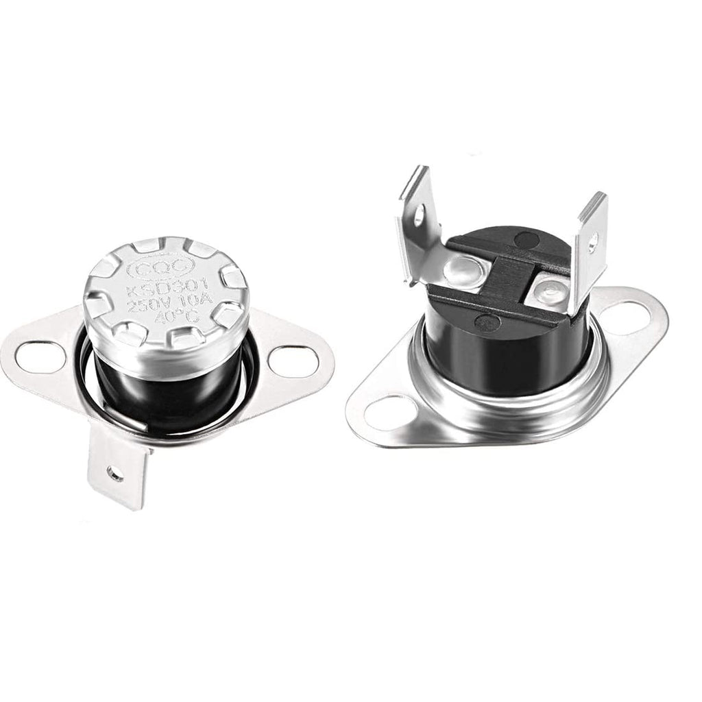 [Australia - AusPower] - Fielect 2Pcs KSD301 Thermostat 40ｰC/104ｰF Normally Closed N.C Snap Disc Limit Control Switch Microwave Thermostat Thermal Switch Bent Feet 