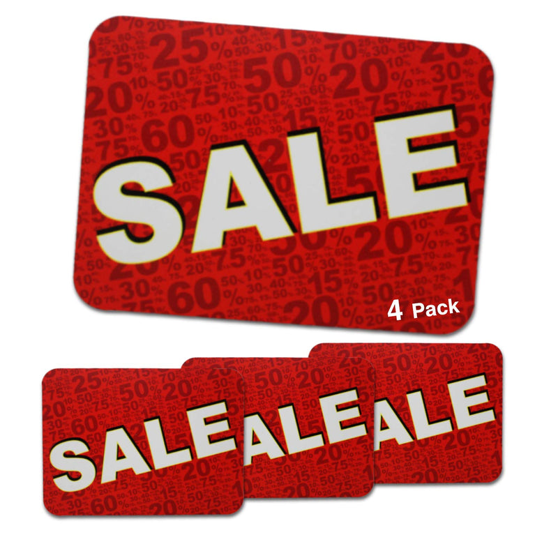 [Australia - AusPower] - Sale Sign, Thick for Retail Stores, Sales, Clearance, Discounts | 9 x 12 inch Full-Color PVC Signs (4 Pack) 
