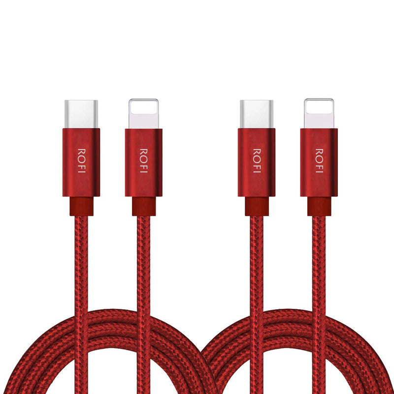 [Australia - AusPower] - USB-C to Phone 11 Charger Cable [2 Pack 2 Feet] Power Delivery Fast Charging Nylon Braided Charger Compatible for Phone 12/11 Pro Max XR Xs Max X 8 Plus 8 (2 Pack Red, 2 Feet) 2 Pack Red 
