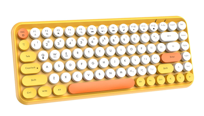 [Australia - AusPower] - FELiCON Wireless Bluetooth Keyboard Mini Portable 84-Key Keyboard Compatible with Android, Windows, PC, Tablet-Dark, Perfer for Home and Office Keyboards Yellow 