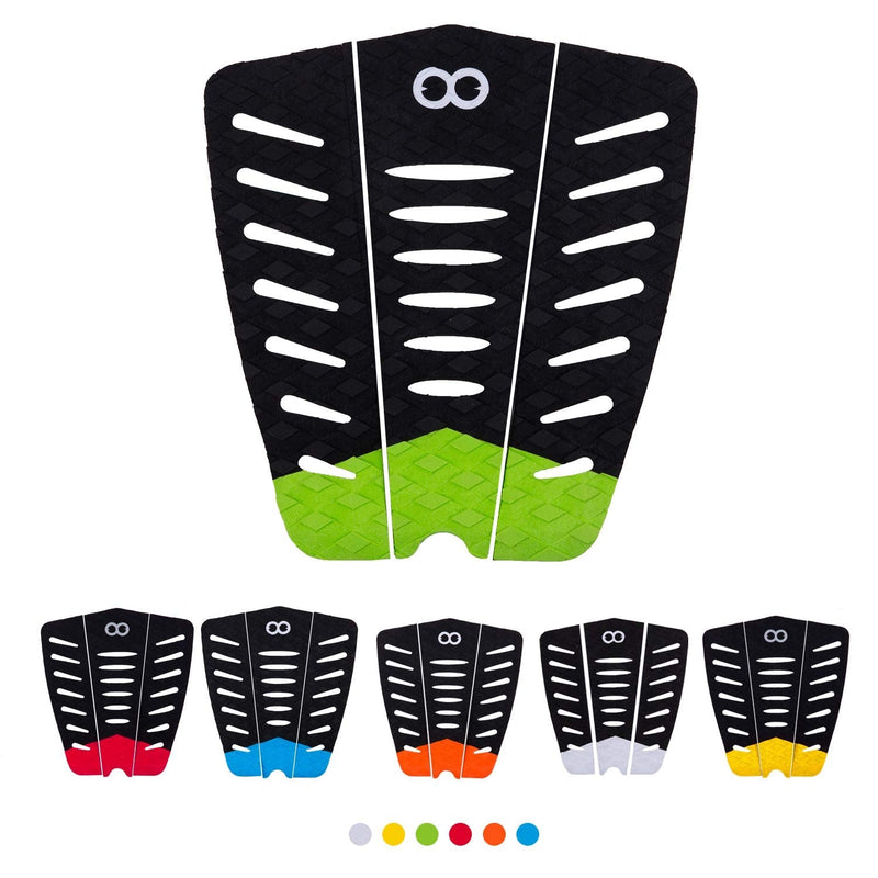 [Australia - AusPower] - WOOWAVE Surfboard Traction Pads 3 Piece EVA Surfing Traction Pad Premium with 3M Adhesive and Tail Kicker for Surf Board Skimboard Longboard, Blue/Yellow/Orange/White/Green/Red for You to Choose Green 