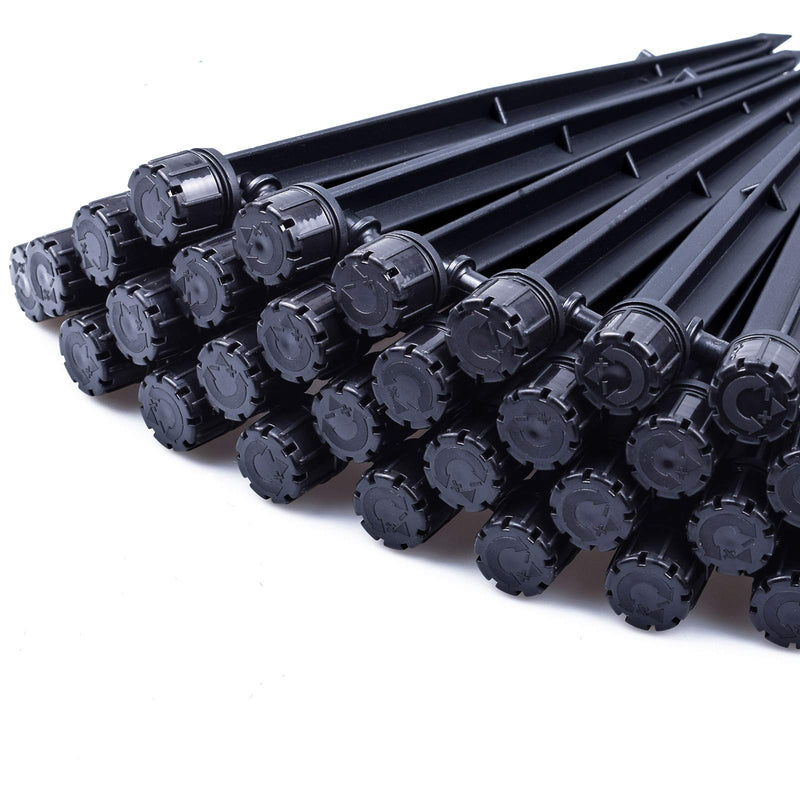 [Australia - AusPower] - MIXC 50PCS Drip Emitters Sprayer with Stake Water Flow Adjustable for 1/4 inch Irrigation Tube Hose, 360 Degree Dripper Perfect for Irrigation System Watering Kits for Garden Patio Lawn Flower Bed Pack of 50 