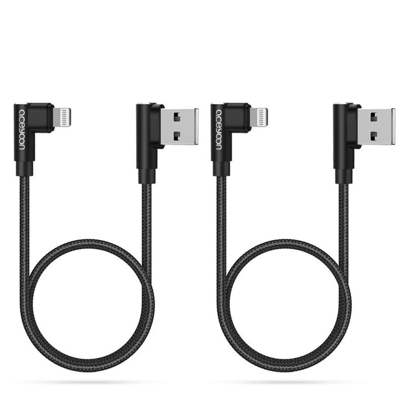 [Australia - AusPower] - [2 Pack] MFi Certified iPhone Charger 1ft Right Angle Lightning Cable Braided Dual L Shape iPad Charger 90 Degree iPhone USB Cable Compatible for iPhone 11/11 Pro/XS Max/XR/X/8/7/6, iPad, iPod 