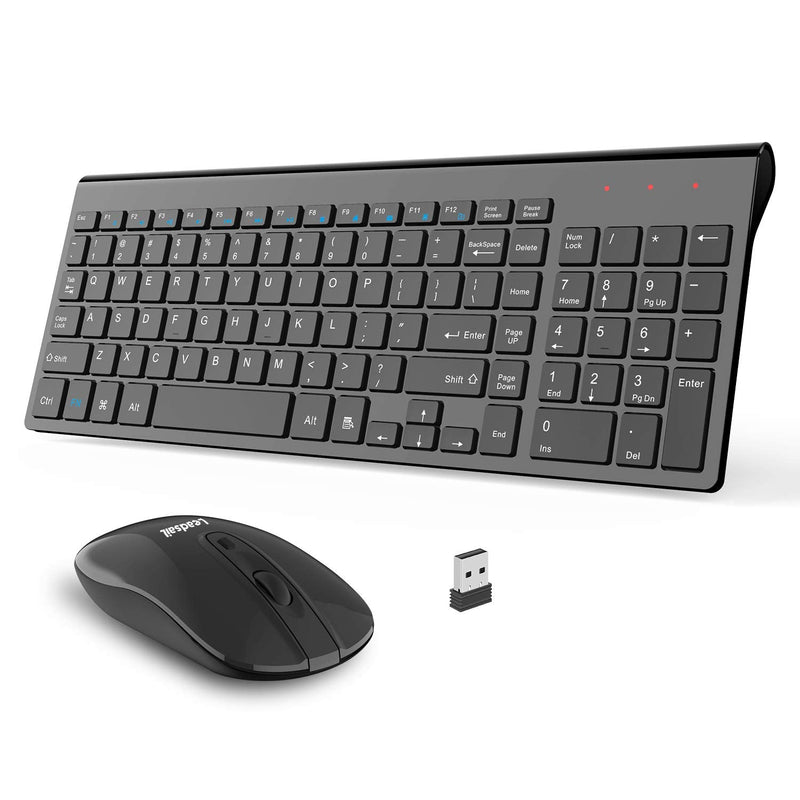 [Australia - AusPower] - LeadsaiL Wireless Keyboard and Mouse, Wireless Mouse and Keyboard Combo, Cordless USB Computer Keyboard and Mouse Set, Ergonomic, Silent, Compact Slim for Windows Laptop, Apple, iMac, Desktop, PC Black 
