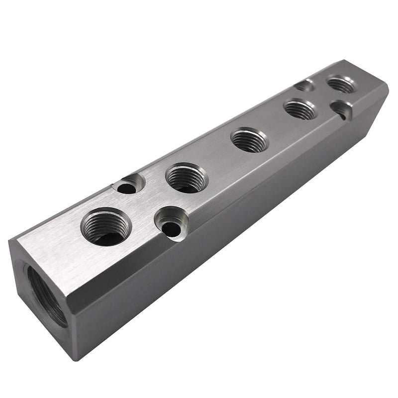 [Australia - AusPower] - 5 Way Pneumatic Manifold Air Distribution Block, G1/2 Supply Port, G1/4-Inch Output Port, Aluminum Alloy 5 Way 7 Port 