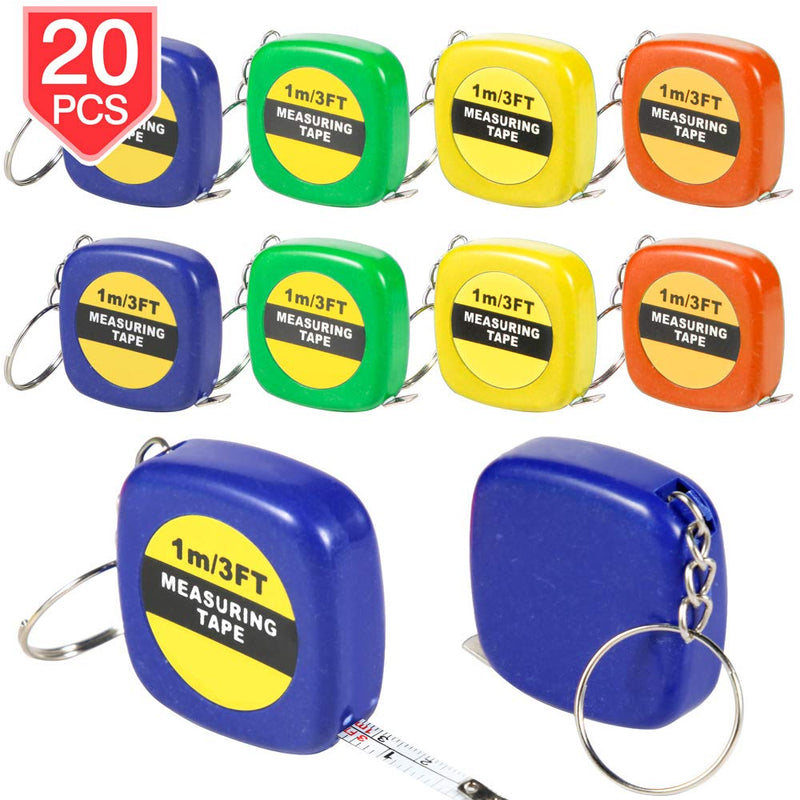 [Australia - AusPower] - PROLOSO Tape Measure Keychains Retractable Measuring Tapes Party Favors Pack of 20 for Kids & Adults 1m/3Ft 