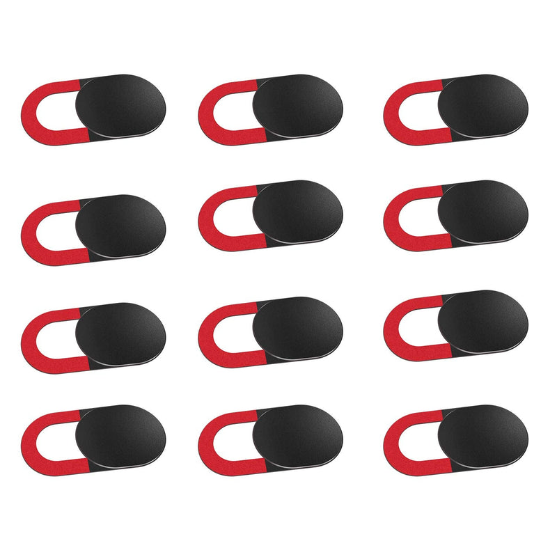 [Australia - AusPower] - COOLOO Webcam Cover,12-Pack Ultra Thin Design Webcam Cover Slide for Laptop, PC, MacBook Pro, iPhone, iMac, iPad, Smartphone, Protect Your Privacy and Security Digital Sliding Covers - Red Black 3.12Pack black&red 