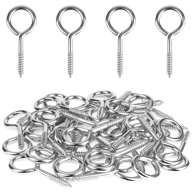 [Australia - AusPower] - Powlankou 40 Pieces 2 inch Screw Eyes, Nickel Plated Steel Screw Eyes, Self Tapping Screw Hooks, Metal Eye Hooks, Eyelet Screws 