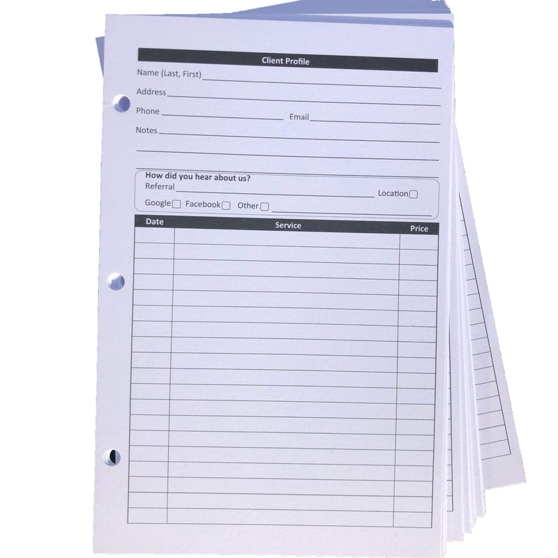 [Australia - AusPower] - Stylist Binder Insert Cards (100 per Pack, 5.5" X 8.5") for Salon, spa, Hairdresser, Nail Salons 