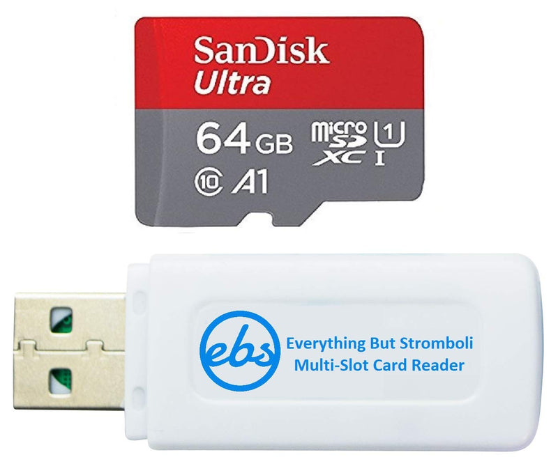 [Australia - AusPower] - SanDisk Memory Card 64GB Ultra MicroSD Works with LG Stylo 3, LG Zone 4, LG Stylo 5, LG Stylo 4, LG Stylo 2 Cell Phone (SDSQUAR-064G-GN6MN) Bundle with (1) Everything But Stromboli Micro Card Reader 64GB Class 10 
