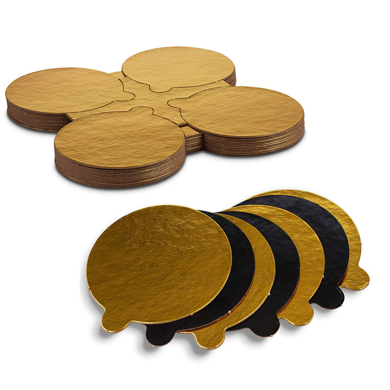 [Australia - AusPower] - MT Products 4 inch Round Gold Cake / Pastry Dessert Board with Tab (48 Pieces) 