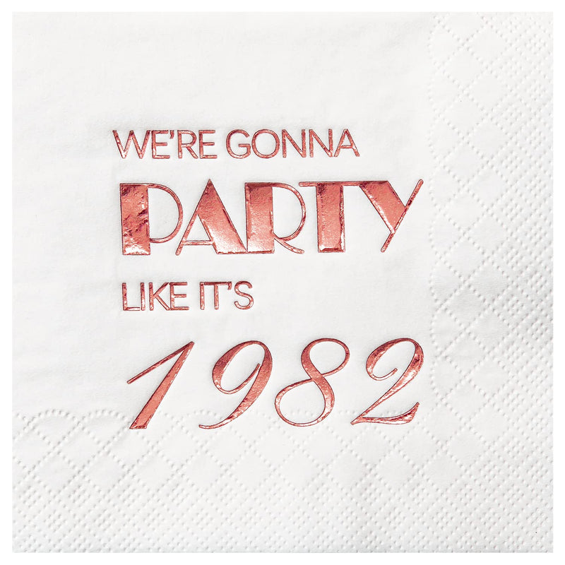 [Australia - AusPower] - Crisky 40th Birthday Cocktail Napkins Rose Gold for Women 40th Birthday Party Decorations for Cake Dessert Berverage Table, 40th Birthday Party Supplies,50 Pcs Disposable Napkins, 3-Ply 