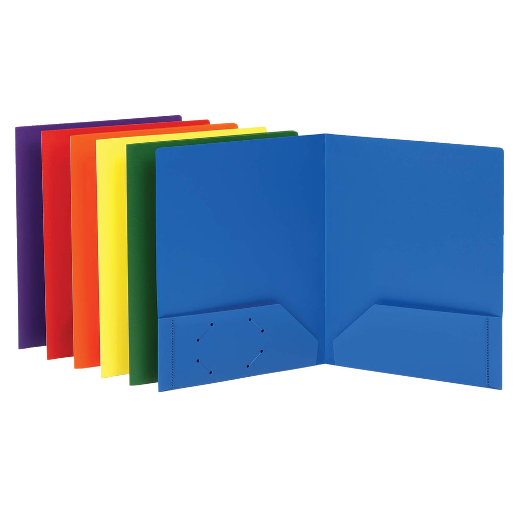 [Australia - AusPower] - Oxford Folders with Pockets, Durable Plastic, Two Pocket Folders, Assorted Colors, 6 per Pack (15187) 