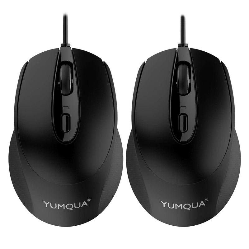 [Australia - AusPower] - YUMQUA G222 Silent Computer Mouse Wired 2 Pack, Home & Office Optical USB Mouse, 800/1200 DPI Corded Mouse for Laptop Desktop Computer PC Chromebook 