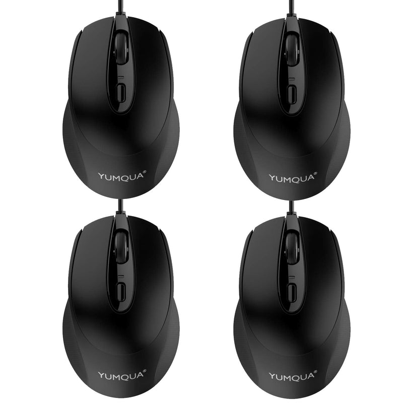 [Australia - AusPower] - YUMQUA G222 Computer Mouse Wired 4 Pack, Bulk USB Corded Mouse, Office & Home Silent Optical Mice with 2 Adjustable DPI for Computer Laptop Desktop PC 