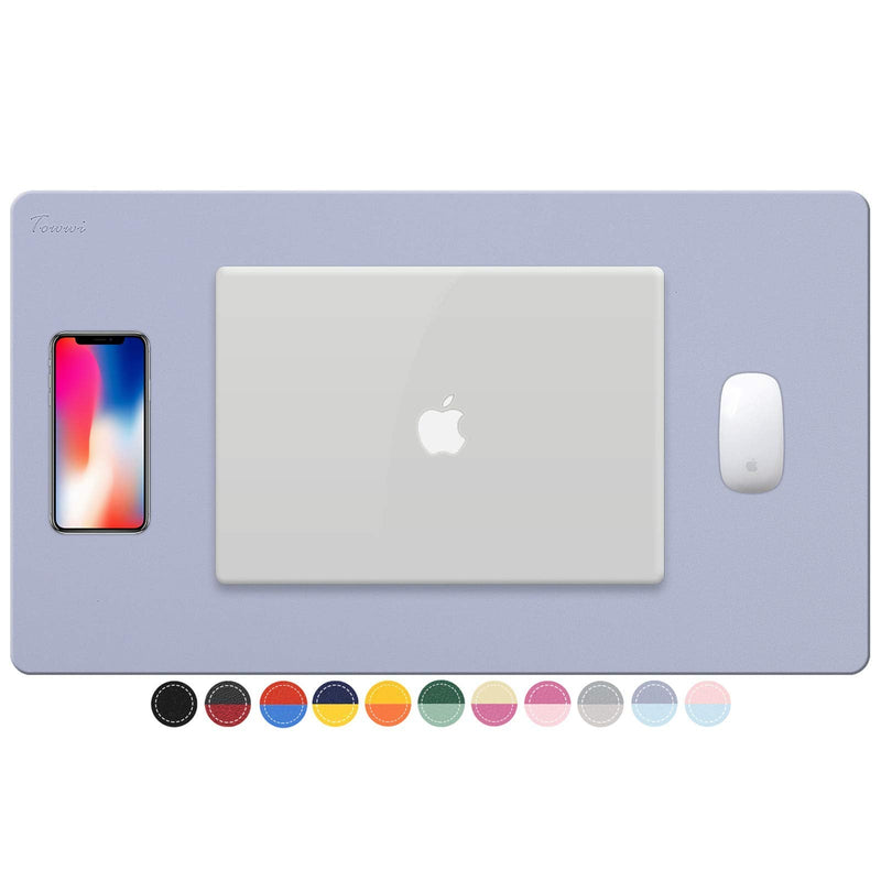 [Australia - AusPower] - TOWWI Dual Sided Desk Pad, 24" x 14" PU Leather Desk Mat, Waterproof Desk Blotter Protector Mouse Pad (Purple/Blue) Purple/Blue 24" x 14" 