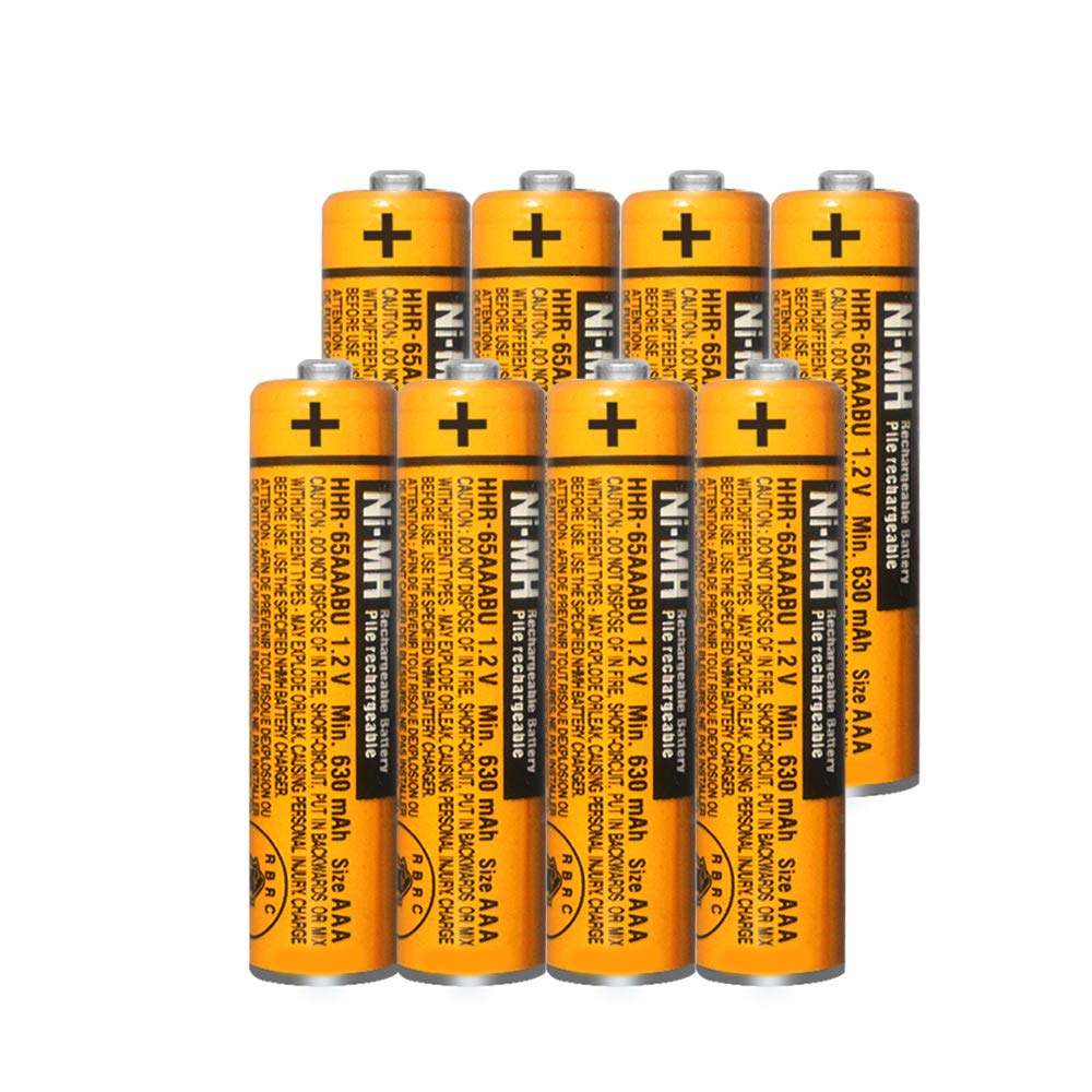 [Australia - AusPower] - 8 Pack HHR-65AAABU NI-MH Rechargeable Batteries 1.2V 630mAh AAA Battery for Panasonic Cordless Telephone Batteries 