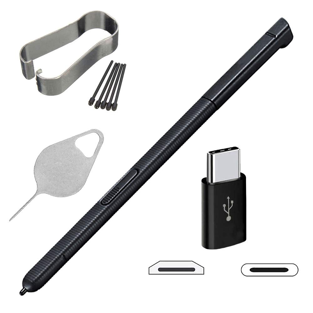 [Australia - AusPower] - Bestdealing TAB A 10.1 P580 Pen Replacement P585 Stylus Touch S Pen with Tips for Samsung Galaxy TAB A 10.1" 2016 P580 SM-P580 with Micro USB to Type C Adapter and Needle (Not for T580 T585) Black 