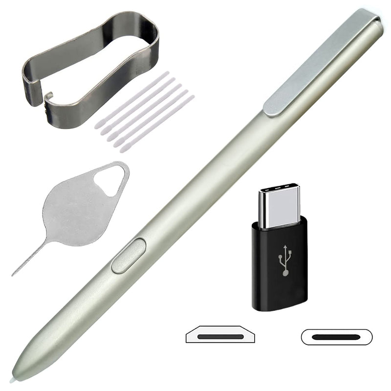 [Australia - AusPower] - Tab S3 Pen Replacement EJ-PT820BBEGUJ Stylus for Samsung Galaxy Tab S3 9.7 inch SM-T820 SM-T825 SM-T825Y with TAB S3 Touch S Pen Tips T820 Pen Nibs Tweezer with Needle Repair Part Accessories (Silver) Silver 