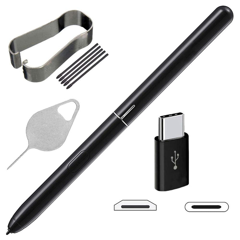 [Australia - AusPower] - Tab S4 Pen EJ-PT830 Stylus S Pen Replacement Tab S4 S Pen for Samsung Galaxy Tab S4 10.5" T830 SM-T830 T835 T837 Pen Tips Nibs Tweezer Micro USB to Type C Adapter and Needle Repair Part (Black) Black 