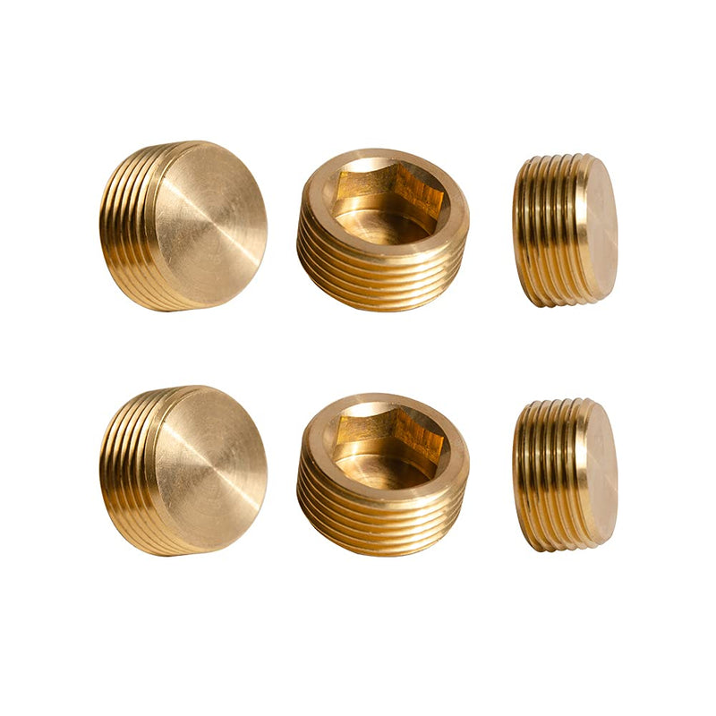 [Australia - AusPower] - Quickun Brass Fitting 3/8" Brass Hex Plug Pipe Fitting, Internal Hex Thread Socket Plug (Pack of 6) 3/8" NPT（6Pcs) 