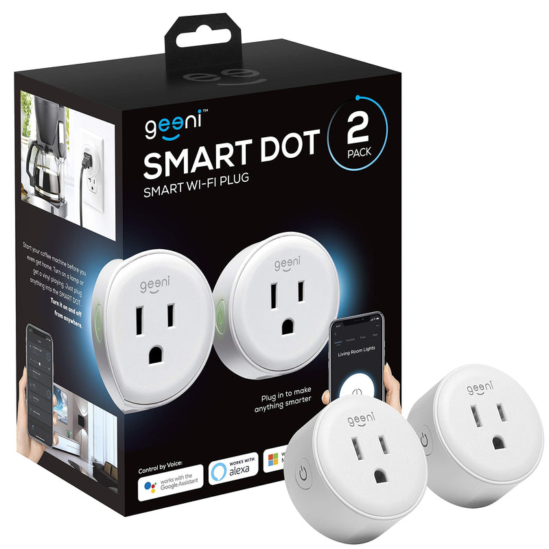 [Australia - AusPower] - Geeni DOT Smart Wi-Fi Outlet Plug, White, (2 Pack)  No Hub Required  Works with Amazon Alexa and Google Assistant, Requires 2.4 GHz Wi-Fi Smart Dot Wi-Fi Plug - 2 Pack 