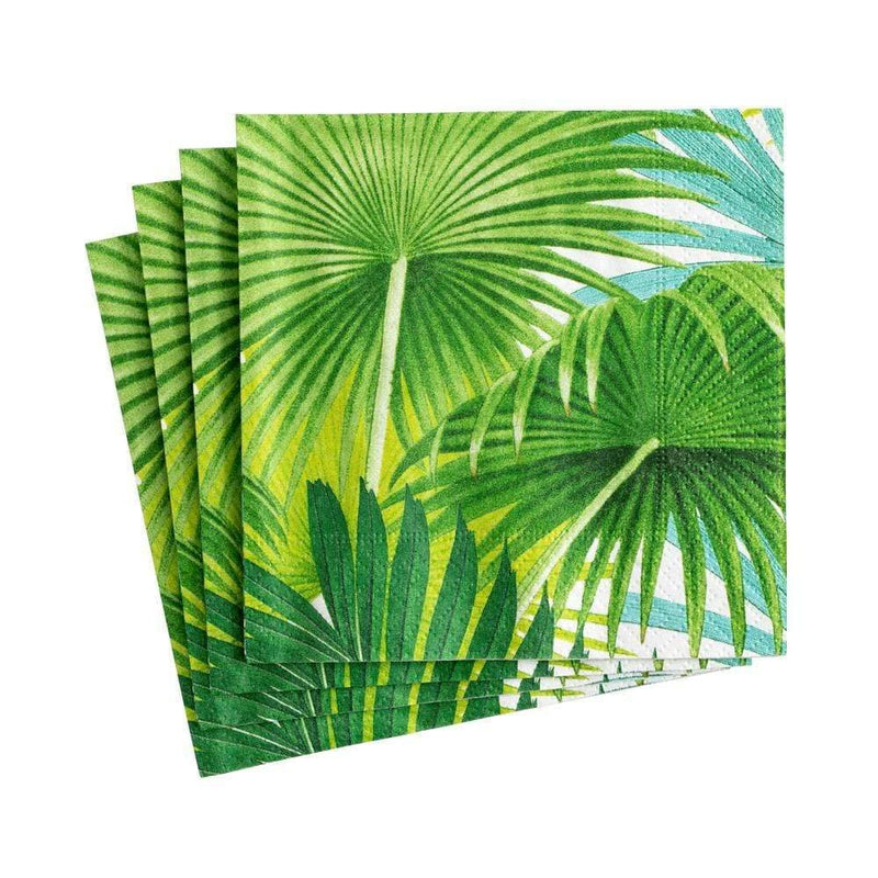 [Australia - AusPower] - Caspari Palm Fronds Paper Cocktail Napkins in White - Two Packs of 20 2 