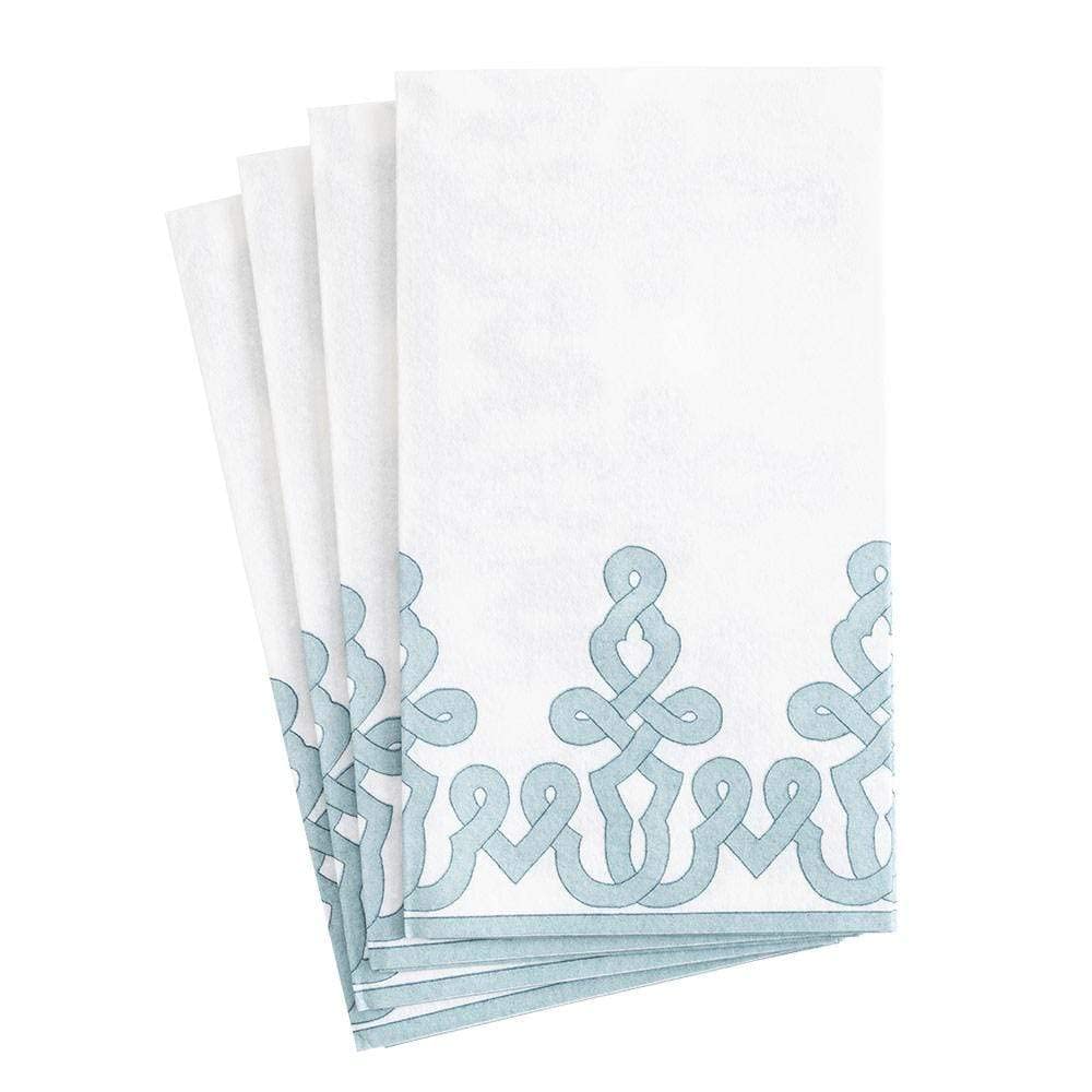 [Australia - AusPower] - Caspari Dessin Passementerie Paper Linen Guest Towel Napkins in Stone Blue - Two Packs of 12 2 