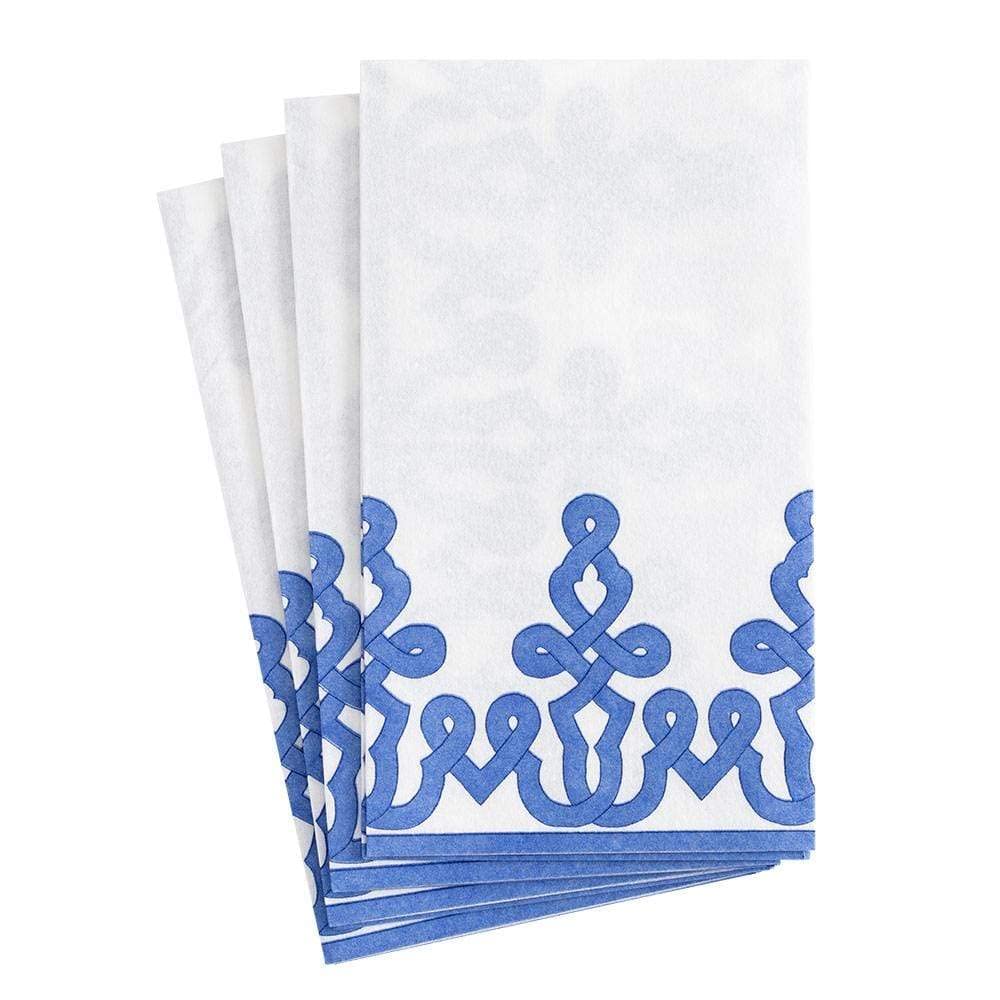 [Australia - AusPower] - Caspari Dessin Passementerie Paper Linen Guest Towel Napkins in Riviera Blue - Two Packs of 12 2 
