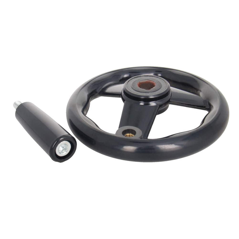 [Australia - AusPower] - 3 Spoke Hand Wheel with Revolving Handle Black Bakelite Round Three Handwheel 12x125mm for Lathe Milling Machine 
