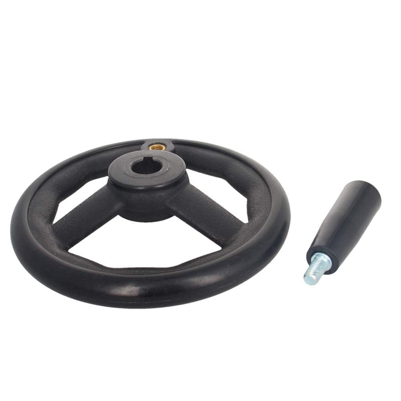 [Australia - AusPower] - 3 Spoke Hand Wheel with Revolving Handle Black Round Three Handwheel 12x100mm for Lathe Milling Machine 1pcs 12*100mm 