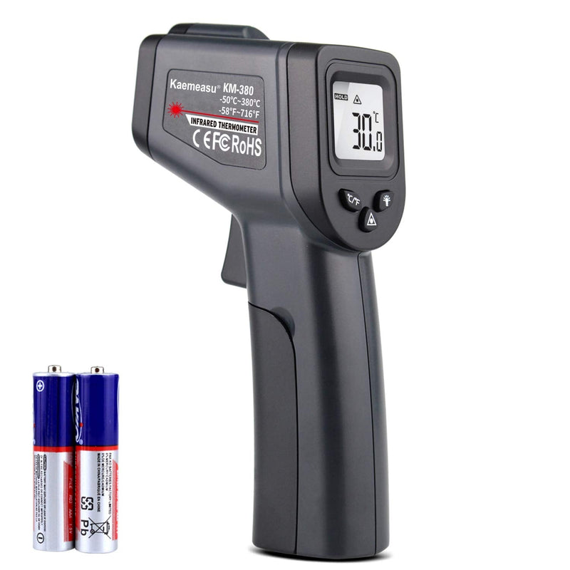 [Australia - AusPower] - Kaemeasu Digital Infrared Thermometer -58℉-716℉ (-50℃ to 380℃) High Precision Handheld Non-Contact Electronic Thermometer Gun KM-380 