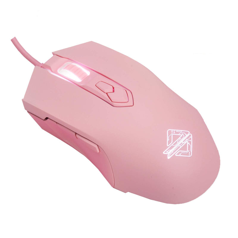 [Australia - AusPower] - Lomiluskr AJ52 Gaming Mouse Wired, 7 Programmable Buttons, Computer Mice with RGB LED Backlit, 200-4800 DPI Adjustable,for Windows/Mac OS/Linux (Pink) Pink 