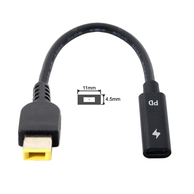 [Australia - AusPower] - Cablecc Type C USB-C to Rectangle 11.0x4.5mm Power Plug PD Emulator Trigger Charge Cable for ThinkPad X1 Carbon Black Retangle 1.1x4.5mm 