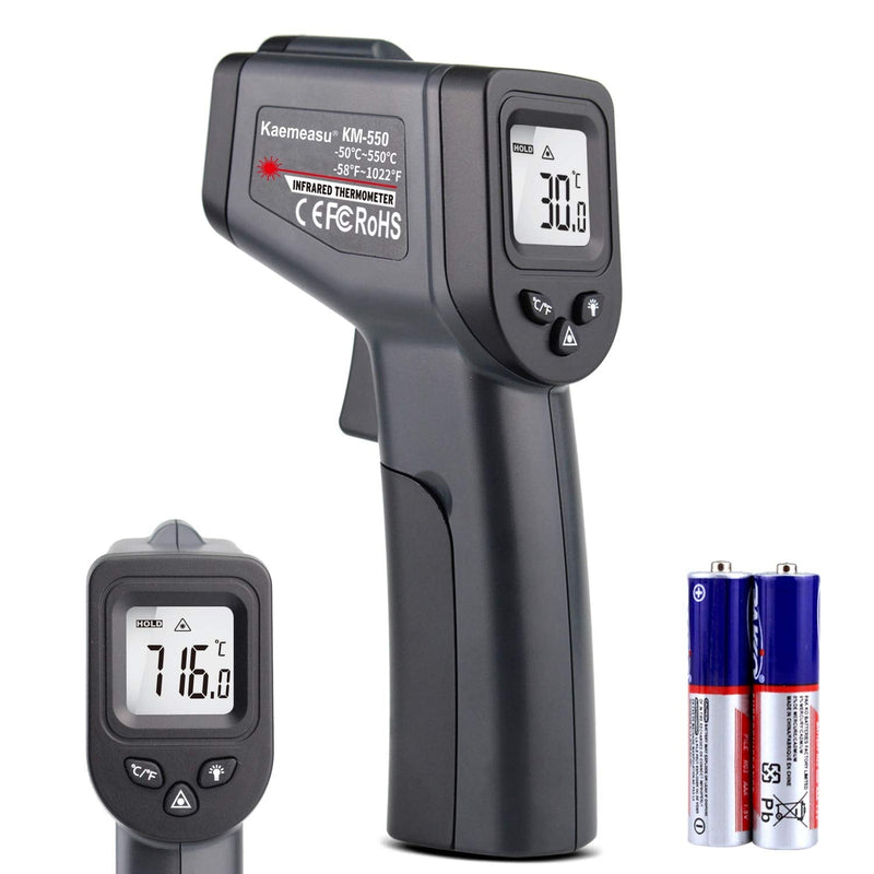 [Australia - AusPower] - Kaemeasu Digital Infrared Thermometer -58℉-1022℉ (-50℃ to 550℃) High Precision Handheld Non-Contact Electronic Thermometer Pyrometer IR Laser Point Gun KM-550 