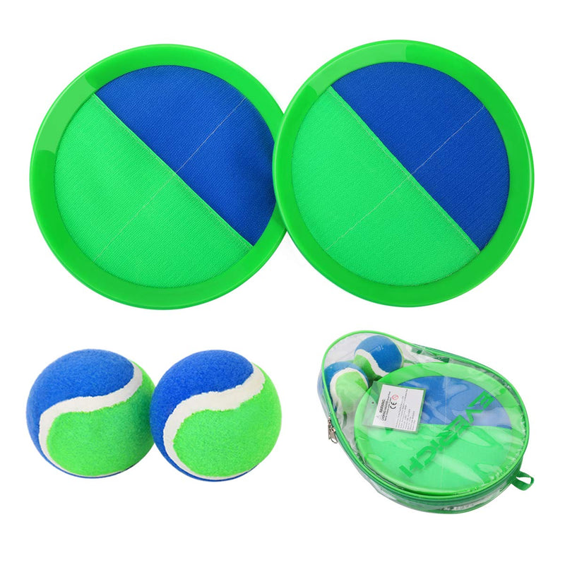 [Australia - AusPower] - EVERICH TOY Beach Toys Outside Toys for Kids Ages 4-8-Lawn Game Ball Catch Games Paddle Toss-Upgraded Version Outdoor Games Sand Toys for Kids/Family Boys and Girls Gifts(2 Rackets,2Balls,1 Bag) Blue+green 