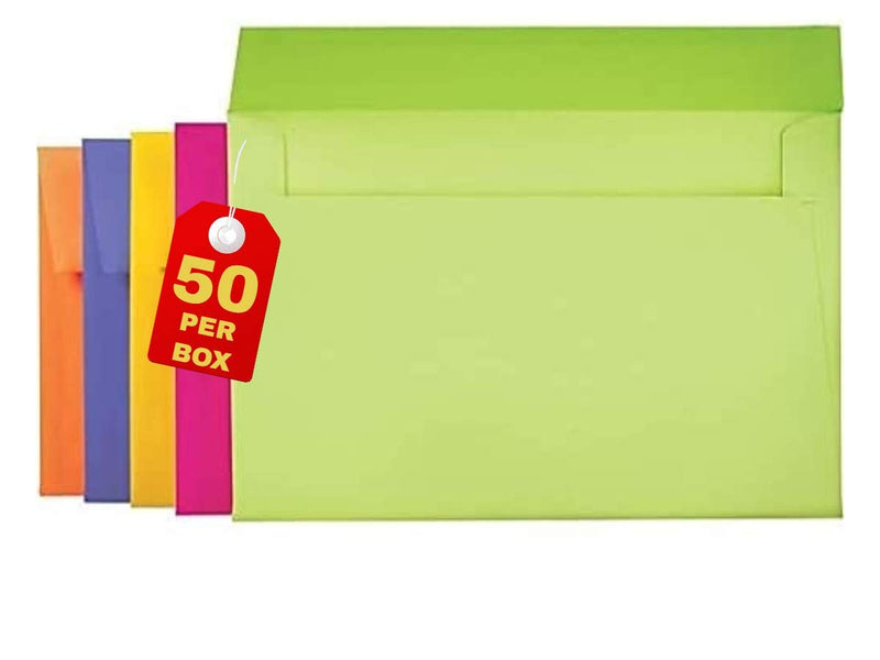 [Australia - AusPower] - 1InTheOffice A9 Greeting Card Envelopes 5.75 x 8.75, Envelopes for Invitation, Assorted Colored Envelopes, 5 3/4" x 8 3/4", 50/Box 
