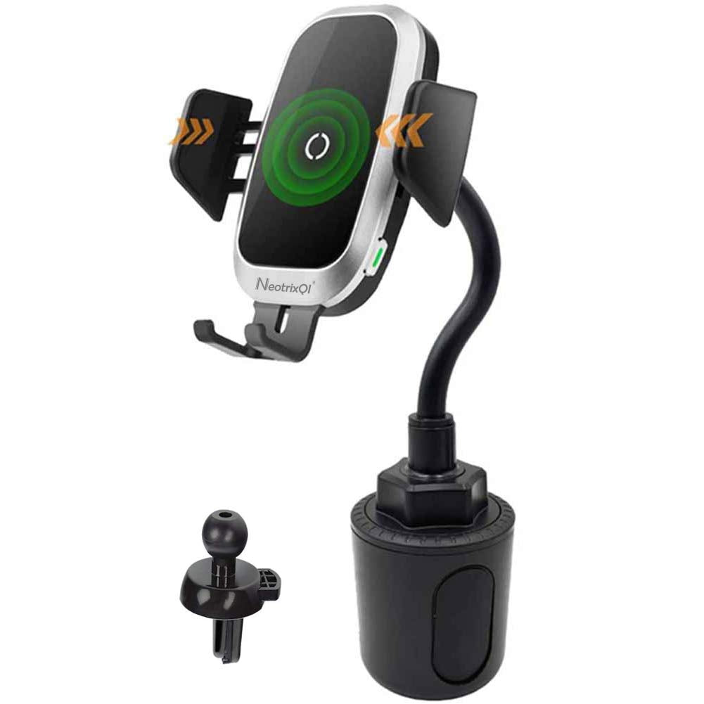 [Australia - AusPower] - Cup Holder Phone Mount Charger, Wireless Car Charger Gooseneck Charging Cell Phone Holder Compatible with iPhone 13 Pro Max 12 Pro 11 Pro Max XS Max Samsung Galaxy S21+ S20 S10+ Note 20 S21 Ultra 