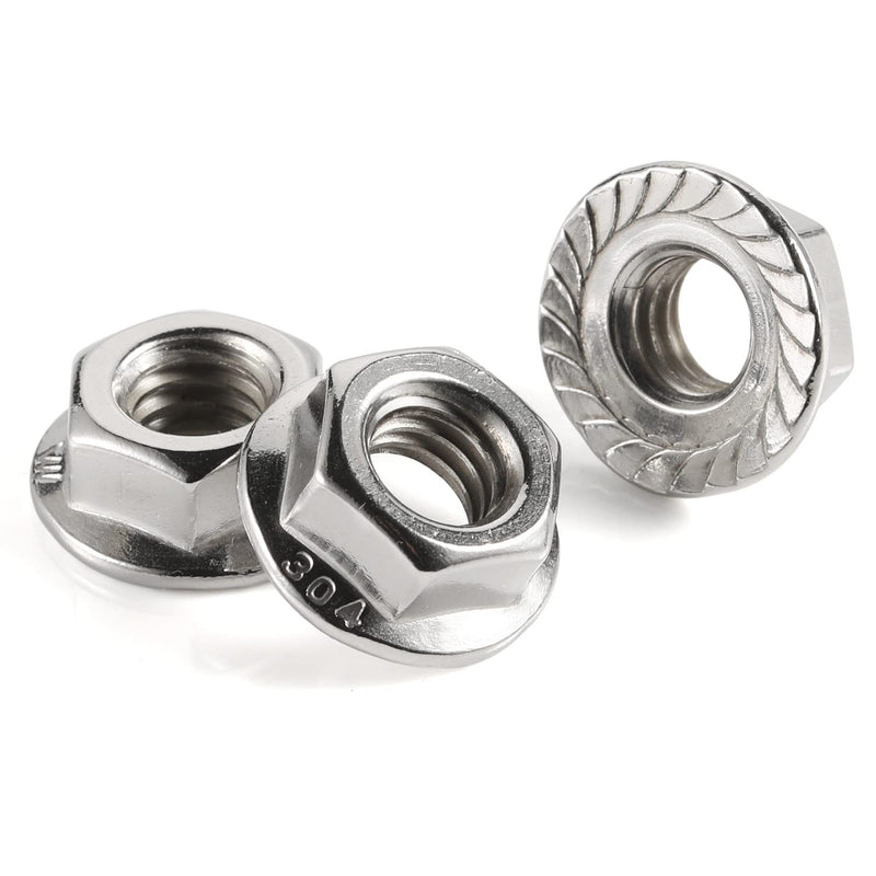 [Australia - AusPower] - 1/2-13 Serrated Flange Nut Hex Lock Nuts, Stainless Steel 304, Plain Finish, Quantity 10 1/2-13 (10 PCS) 