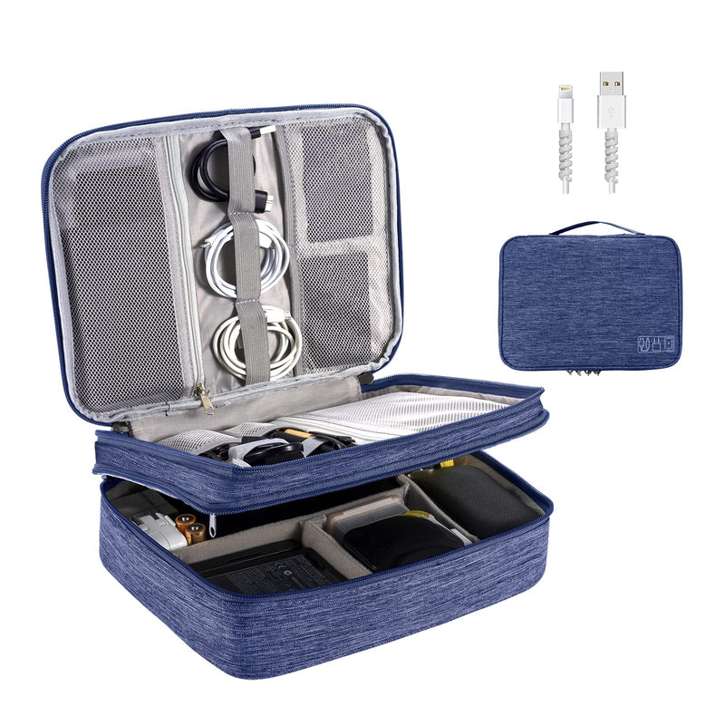 [Australia - AusPower] - OrgaWise Electronic Accessories Bag Travel Cable Organizer Three-Layer for iPad Mini, Kindle, Hard Drives, Cables, Chargers (Three-Layer-Navy) Three-Layer-Navy 