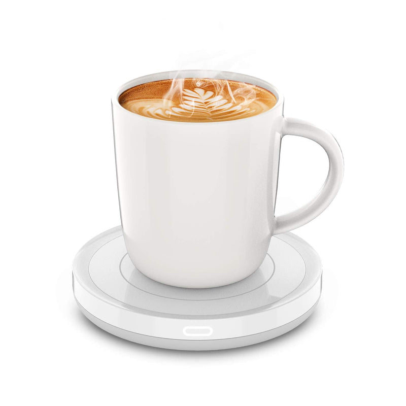[Australia - AusPower] - BESTINNKITS Smart Coffee Set Auto On/Off Gravity-induction Mug Office Desk Use, Candle Wax Cup Warmer Heating Plate (Up To 131F/55C), 14oz (White Set) White Set 