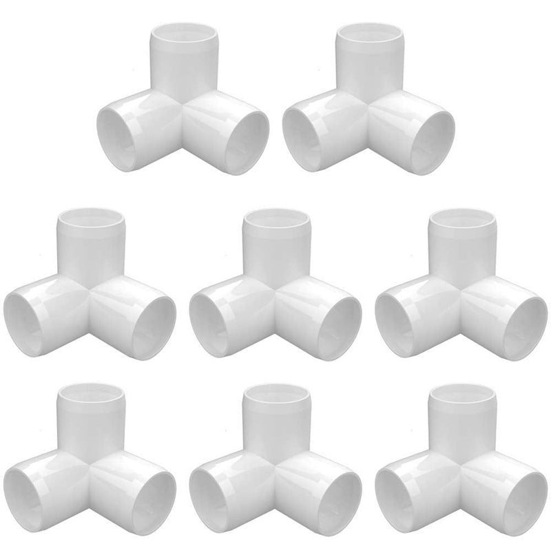 [Australia - AusPower] - letsFix 1" 3way PVC Elbow Fittings for SCH40 1" PVC Pipe - Build Heavy Duty DIY PVC Furniture and Plumbing Projects Available, White [Pack of 8] 3-Way 